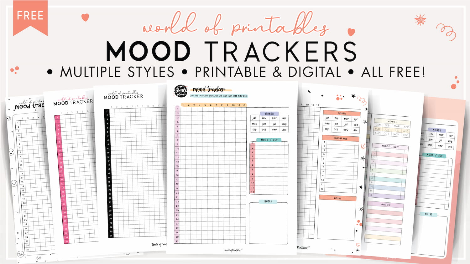 mood trackers - 16 free printable templates - world of printables
